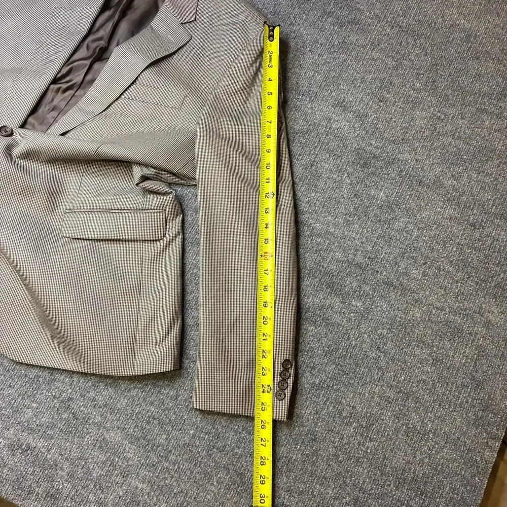 Lauren Ralph Lauren Houndstooth Blazer Sport Coat Mens 44L Brown Two Button